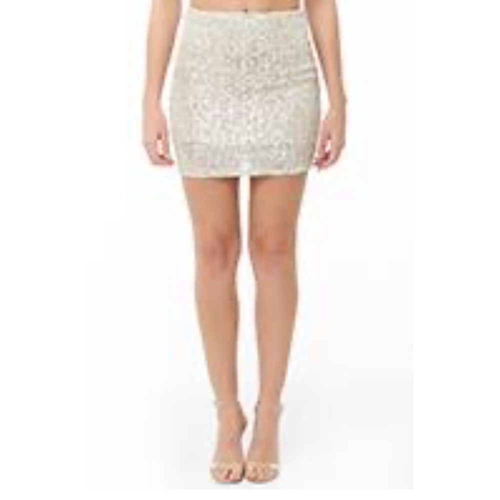 Gold sequin mini skirt